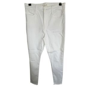 Joe’s Jeans White High Rise Raw Hem Skinny Jeans